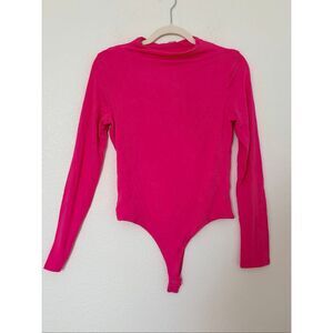 Naked Wardrobe Hot Pink Long Sleeve Bodysuit XL Stretch Snap Closure NWT NEW